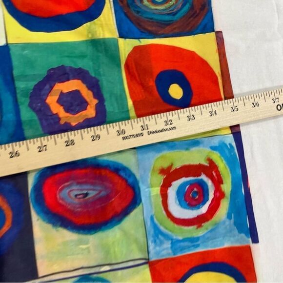 Wassily Kandinsky double sided scarf concentric circles and houses in Munich - Picture 4 of 5
